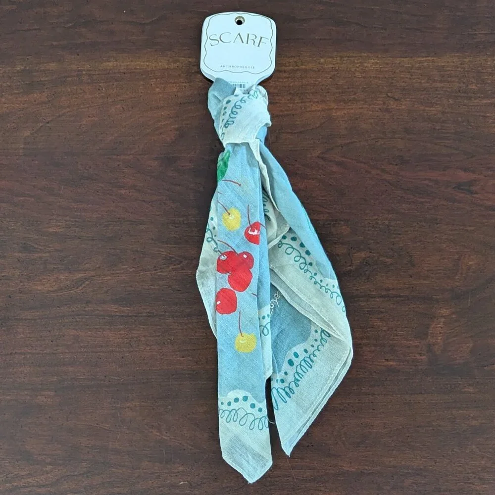 NWT Anthropologie Maeve Desserts Printed Bandana Scarf Handkerchief Bag Tie 20" - Picture 3 of 5